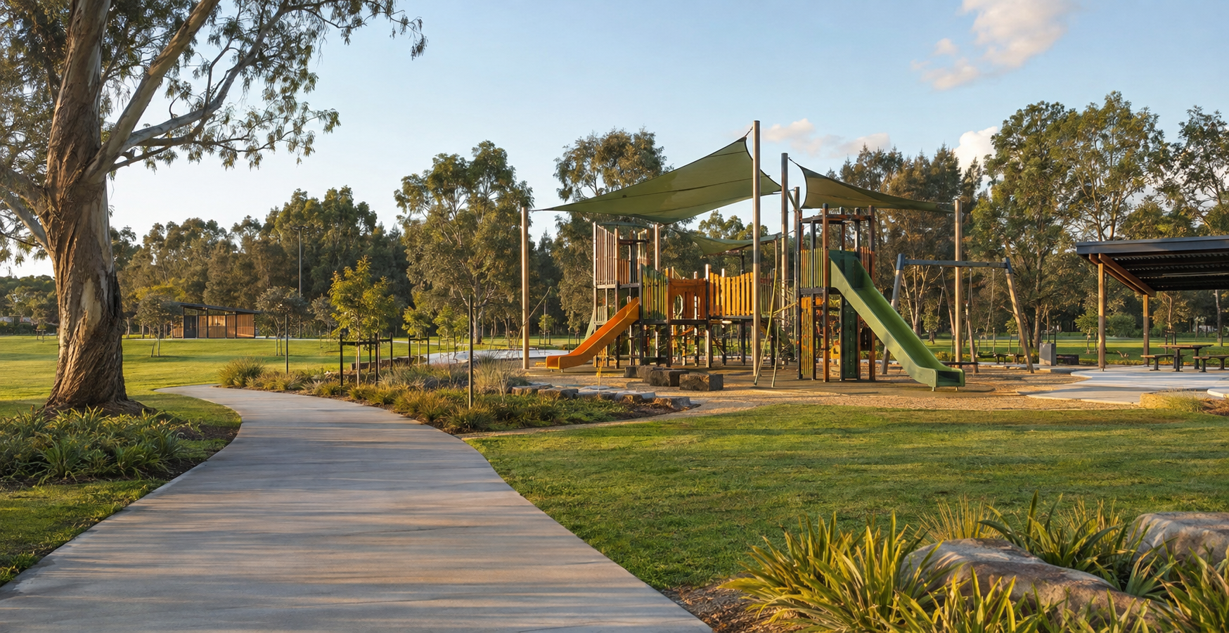Modern district recreation park and children's playground